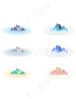 卡通手绘山水水面山海涟漪水纹图片