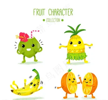 可爱表情水果矢量素材图片