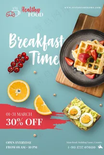 早餐美食折扣宣传单图片