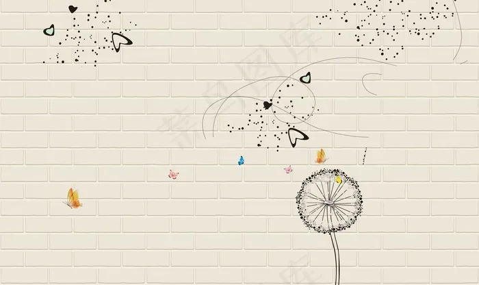 蒲公英背景墙图片(9071X5669(DPI:72))psd模版下载