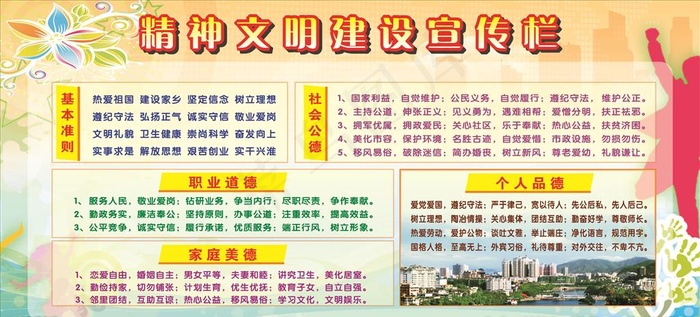 精神文明展板图片(2400X1200)cdr矢量模版下载