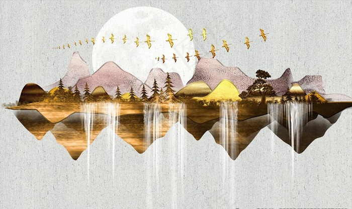 艺术金色山水背景图片(9071X5669(DPI:72))psd模版下载