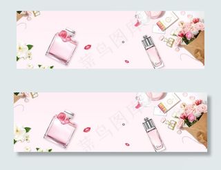 香水粉色banner电商素材图片