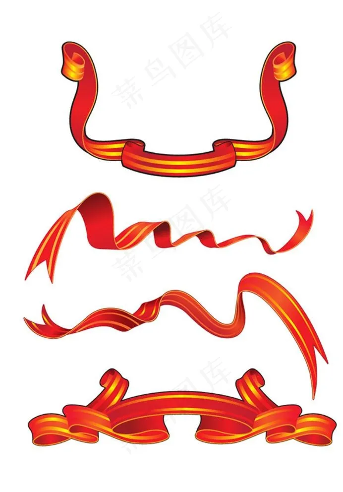 红色丝带飘带彩带图片ai矢量模版下载