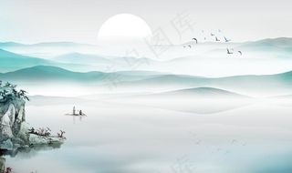 新中式水墨山水画图片