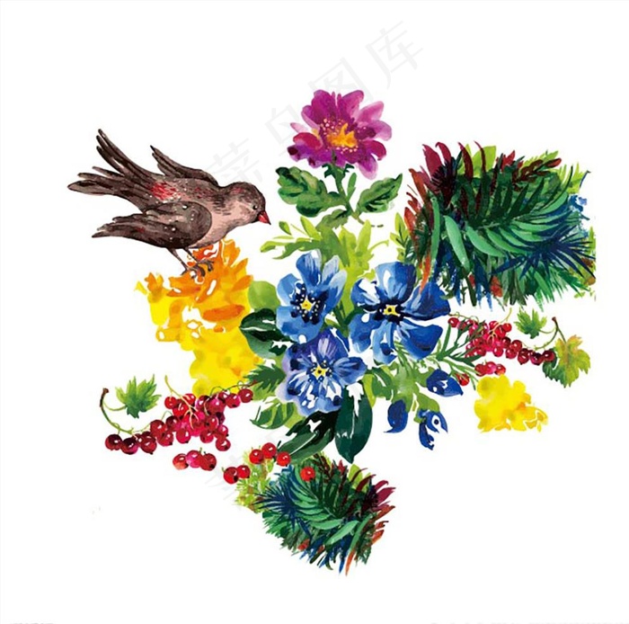 花鸟花卉图片ai矢量模版下载