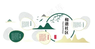 中式社区文化墙图片