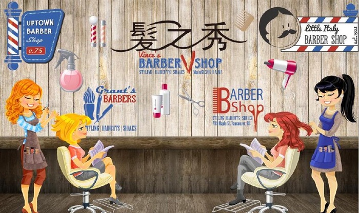 复古怀旧理发美容店背景墙图片(9071X5669(DPI:72))psd模版下载