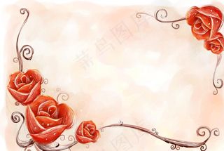 红色玫瑰花边框背景图片