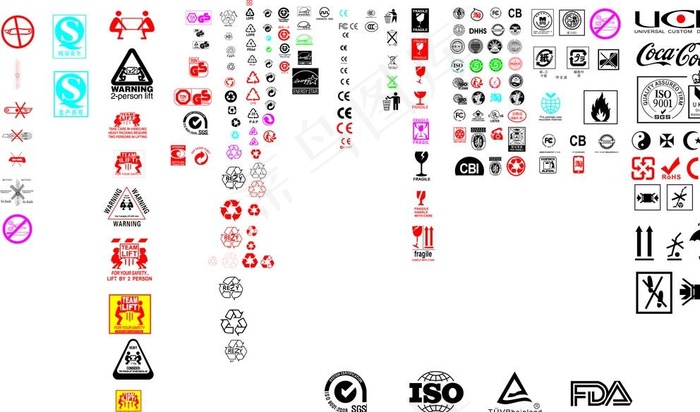 常用运输标志 向上 防潮 易碎图片