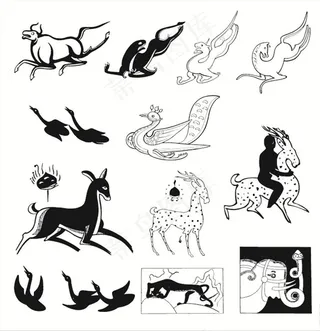 敦煌壁画矢量动物图片