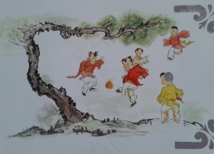 中国传统游戏 蹴鞠绘画图片