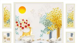 梅花摇钱树背景墙图片