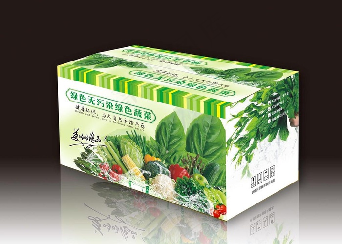 绿色 有机 蔬菜箱 (平面图)图片(815X600)cdr矢量模版下载