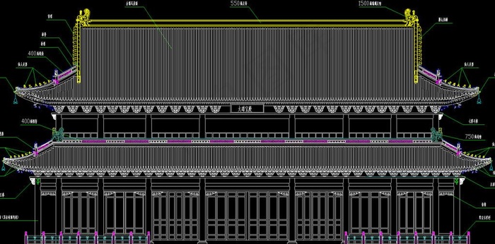 古建大雄宝殿正立面图图片