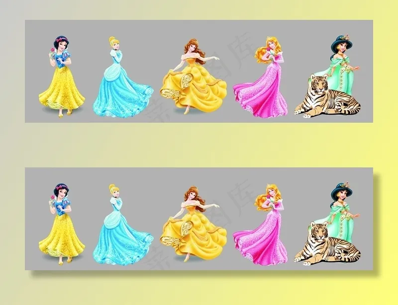 迪斯尼公主卡通群像图片(5500X1800)cdr矢量模版下载