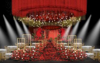 红色西式婚礼场景图片