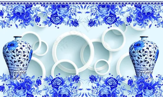 电视背景墙 青花瓷图片