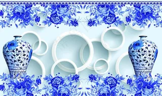 电视背景墙 青花瓷图片