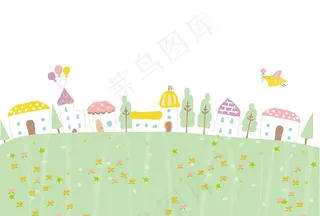 小房子创意卡通背景图片