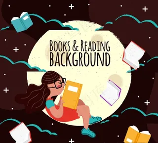 在月球上阅读的女孩图片