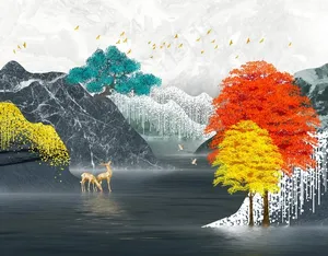 轻奢抽象麋鹿装饰画图片