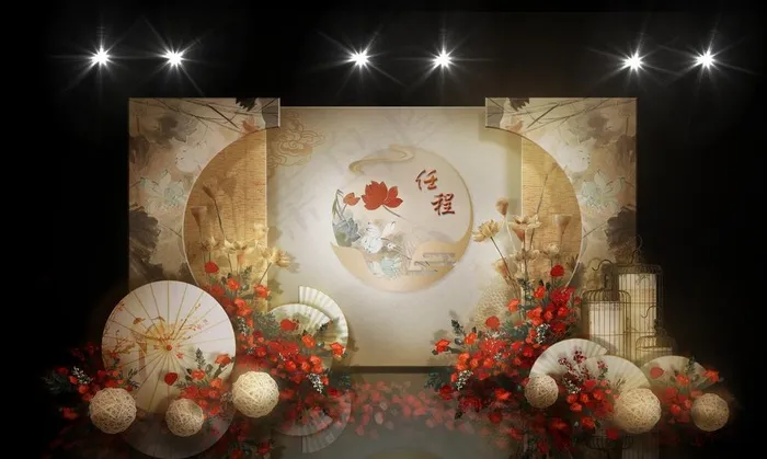 新中式婚礼迎宾区效果图图片(4528X2854(DPI:250))psd模版下载