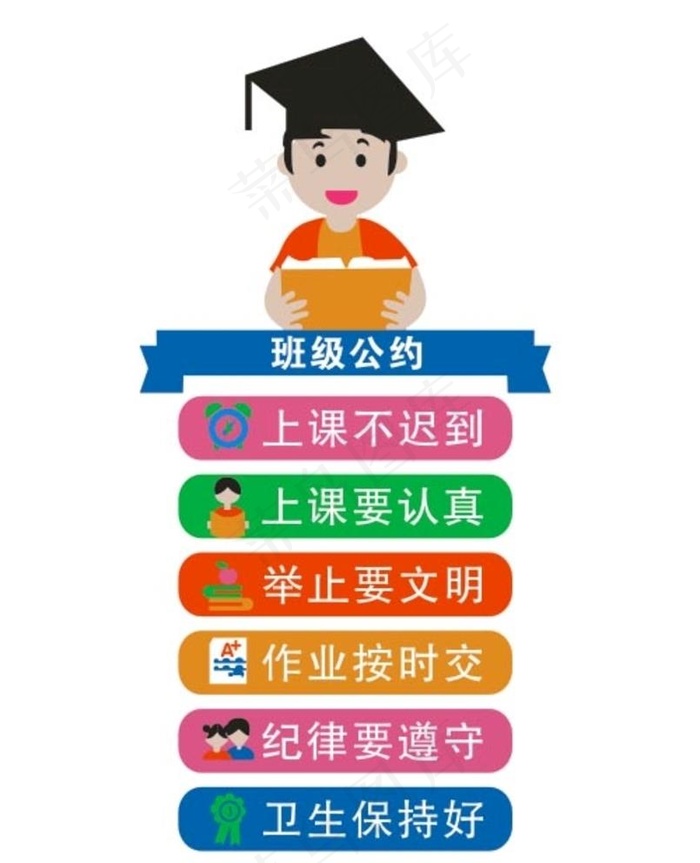 班级公约-校园文化墙图片cdr矢量模版下载