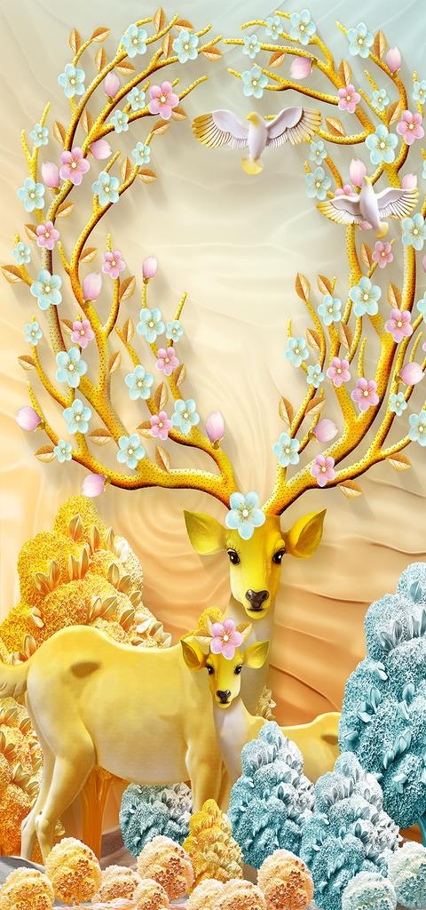 玄关麋鹿图片(3402X6803(DPI:72))psd模版下载