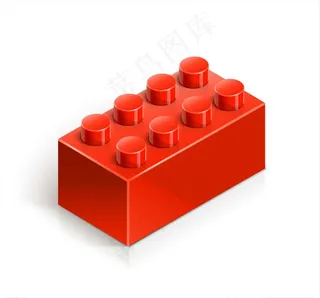 白色背景上的红色积木玩具图片