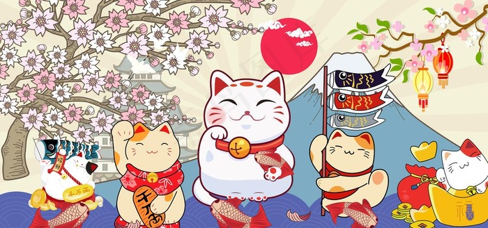 日式招财猫图片