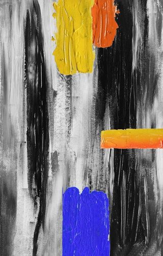 新中式油彩油墨布艺黑白色装饰画图片