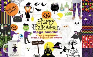 手绘万圣节元素水彩画印花图案图片