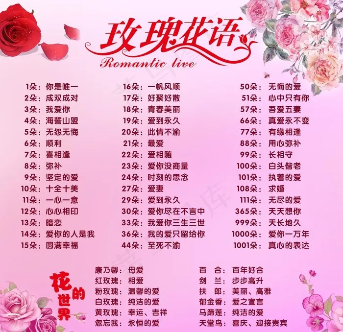玫瑰花语图片psd模版下载