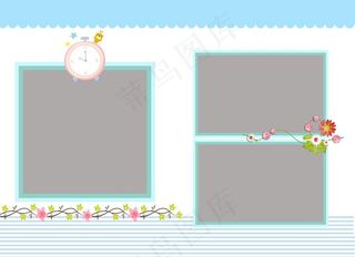 闹钟可爱儿童相册海报素材图片