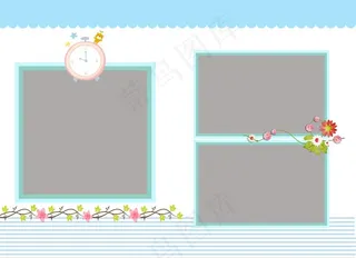 闹钟可爱儿童相册海报素材图片