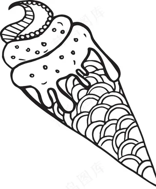冰淇淋素描图片