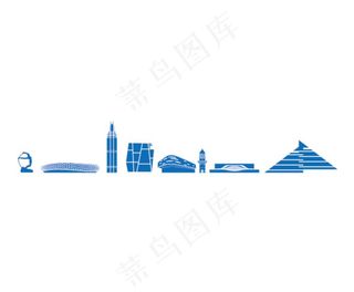 大连地标建筑矢量剪影图片