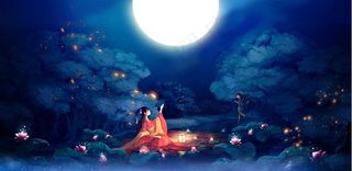 唯美古风手绘插画护肤品化妆品中图片