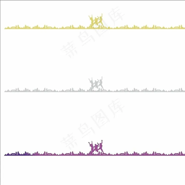 建筑剪影 跳跃的人图片cdr矢量模版下载