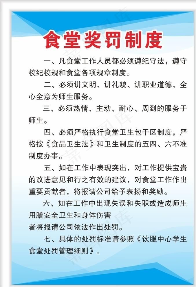 食堂奖罚制度图片cdr矢量模版下载