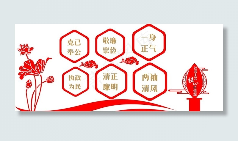 廉政文化墙图片cdr矢量模版下载