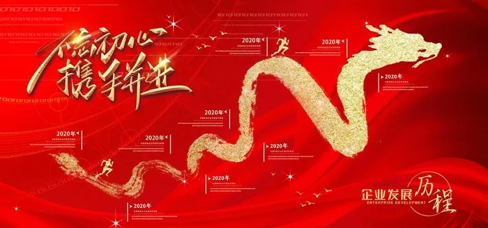 不忘初心 携手并进发展历程展板图片(4724X2363(DPI:100))psd模版下载