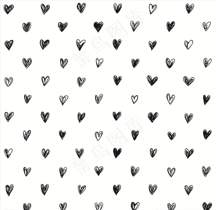 黑白桃心矢量图下载图片