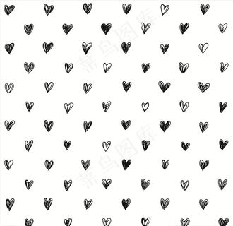 黑白桃心矢量图下载图片