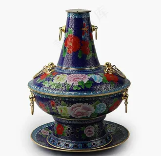 牡丹花 景泰蓝铜火锅图片 牡丹花 景泰蓝铜火锅图片