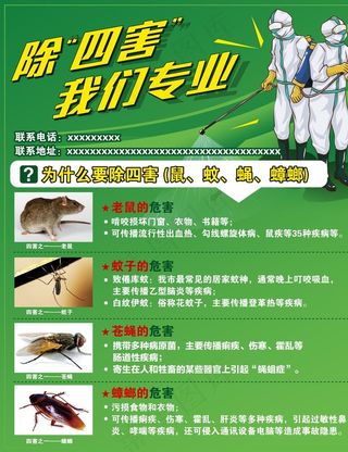 除四害宣传图图片