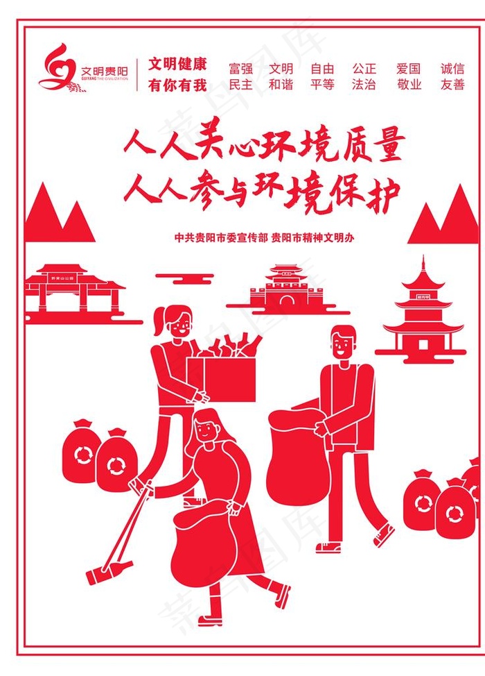 文明贵阳 保护环境图片psd模版下载