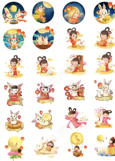 中秋节玉兔嫦娥插图图片 中秋节玉兔嫦娥插图图片
