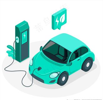 新能源电动汽车充电桩主题插画图片